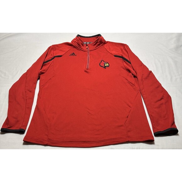 Louisville Cardinals Womens Adidas Long Sleeve 1/4 Zip Pullover Size Large *READ - Picture 1 of 11